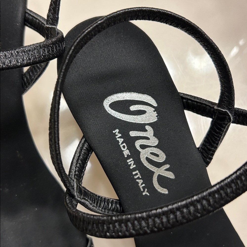 Onex Black Rhinestone Heels / Sandals - Picture 9 of 15